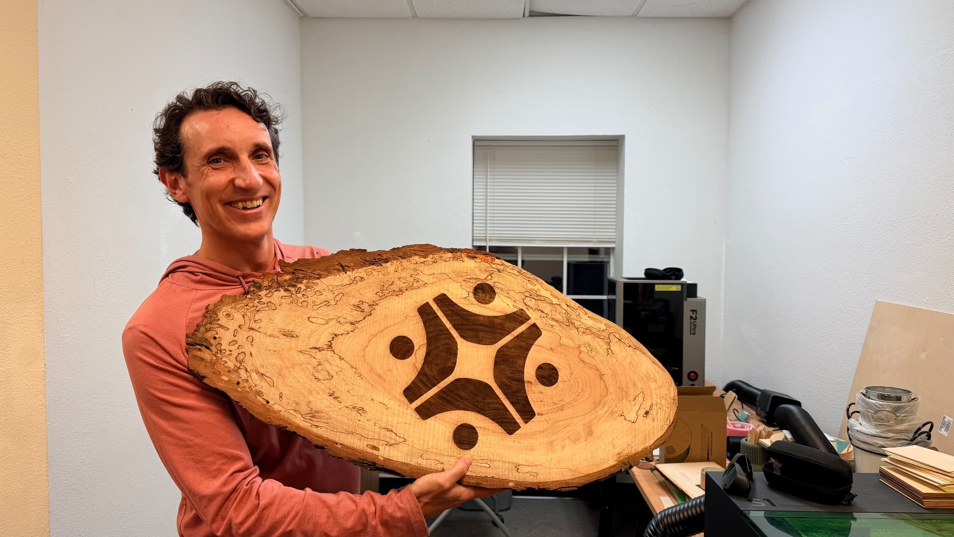 Logo engraved into a maple slab
