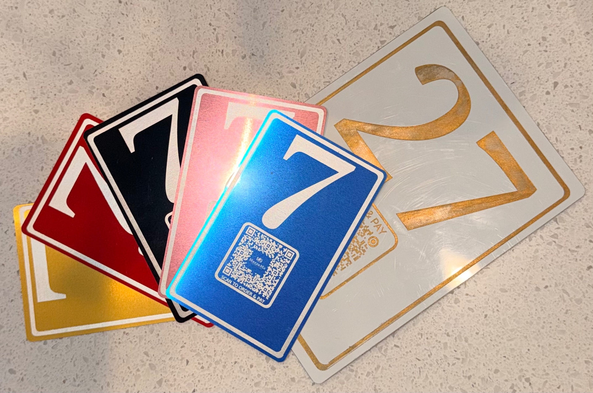 Set of QR table number cards printed in full color